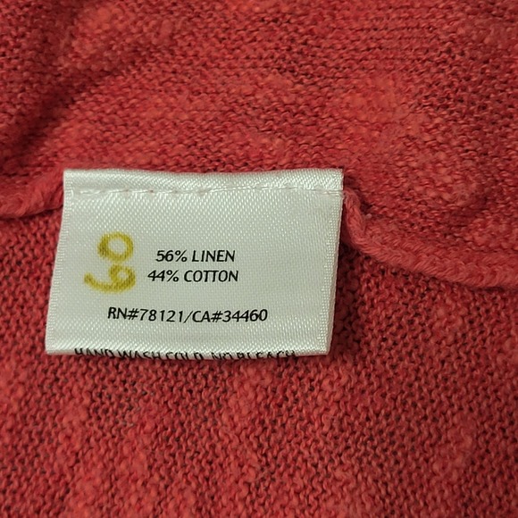 Eileen Fisher Linen Cotton Open Front Cardigan Coral Pink Short Sleeve Medium - Picture 3 of 6